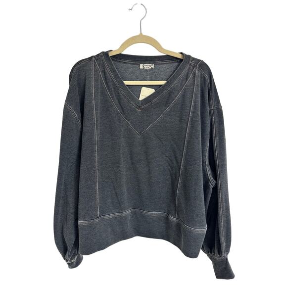 🖤 Free People Intimately Oversized Sweatshirt – Washed Black | S | NWT 🖤 - Picture 1 of 4